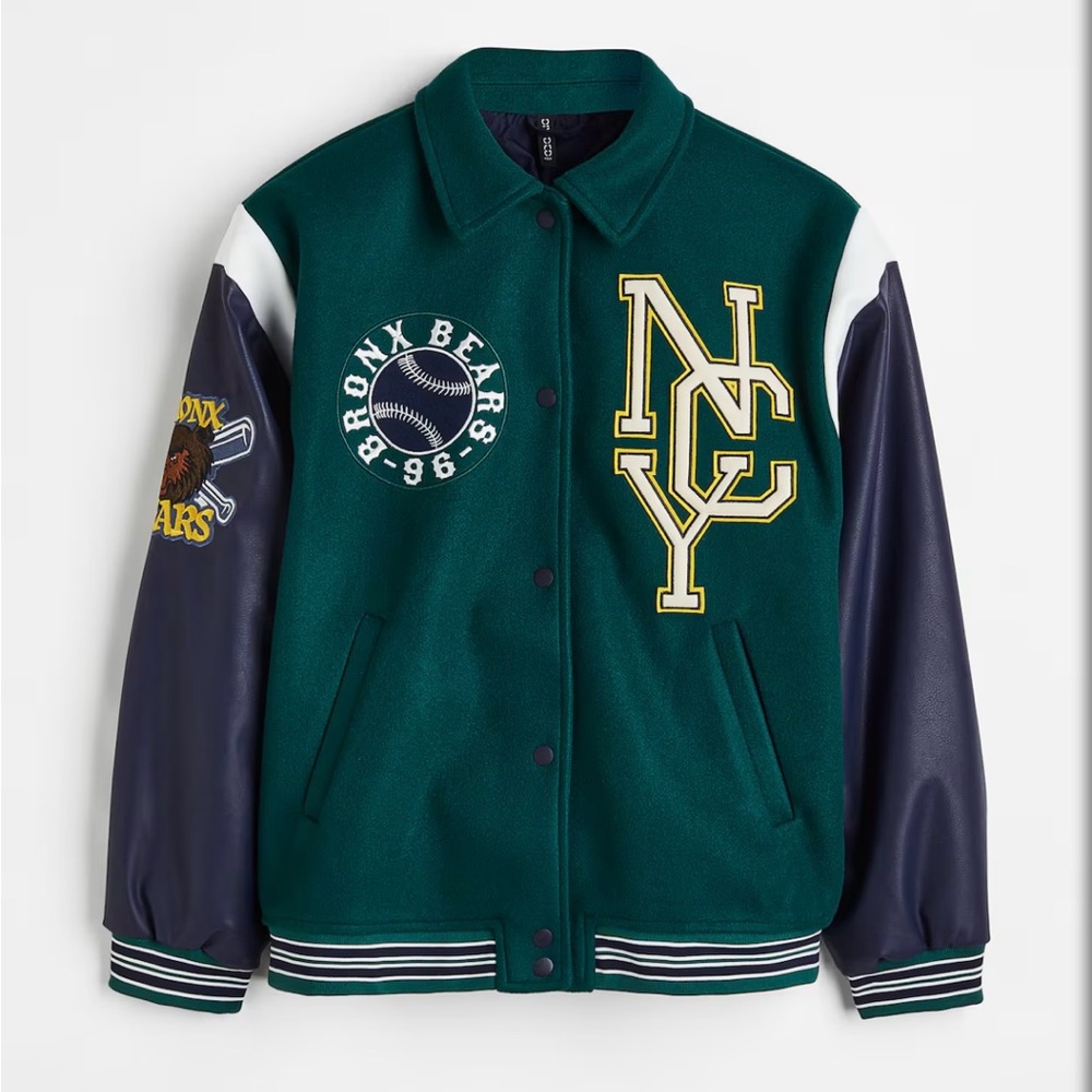 H&M Green and Navy Bomber Jacket